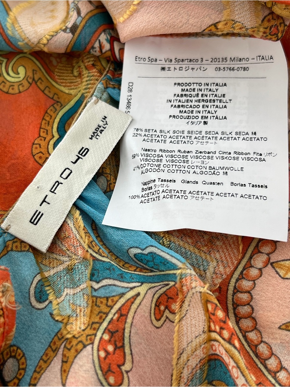 ETRO ORANGE MULTI FLORAL SILK TOP SIZE IT 46 / US 12 NWOTS! - Picture 16 of 16